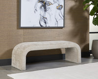 Nahara Taupe Plush Upholstered Arch Bench