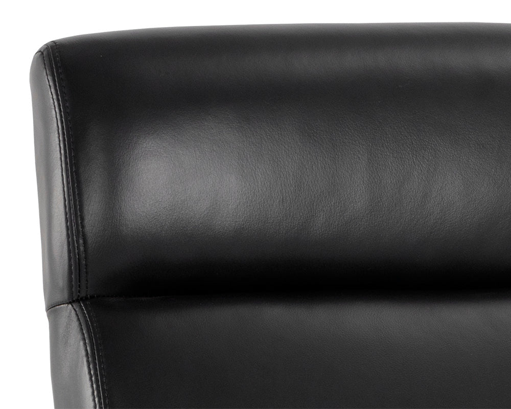Collin Black Leather & Oak Brushed Gold Desk Chair