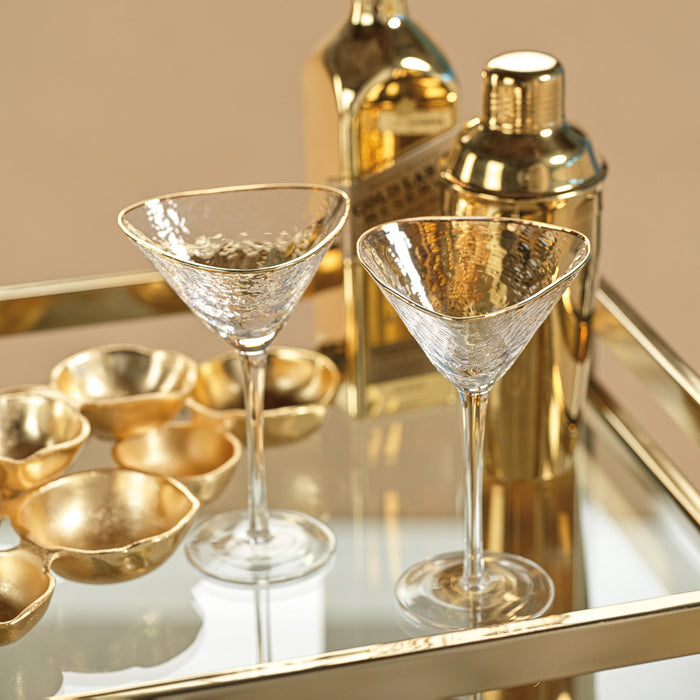 Aperitivo Triangular Martini Glass with Gold Rim - Set of 12