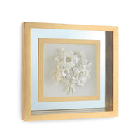 Josiane Botanical Porcelain Flower Shadow Box Wall Art with Gold Leaf Frame (4 Styles)