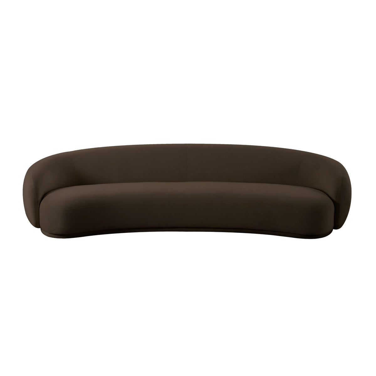 Coty 120" Chocolate Brown Velvet Curved Sofa