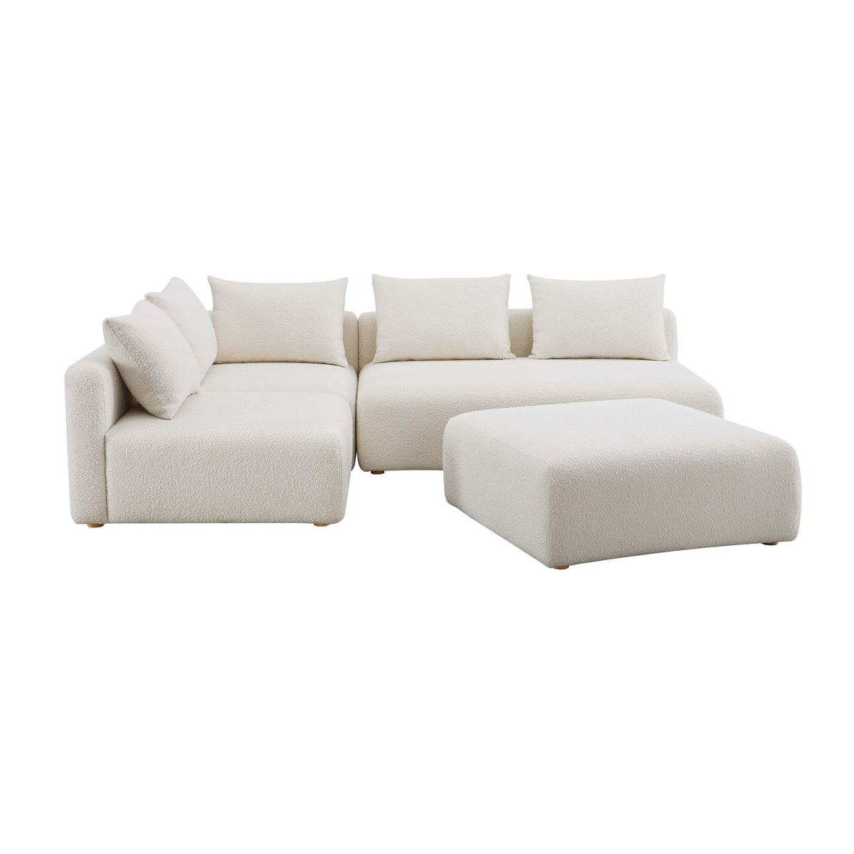 Karsyn 104.5" Cream Performance Boucle 4-Piece Modular Chaise Sectional