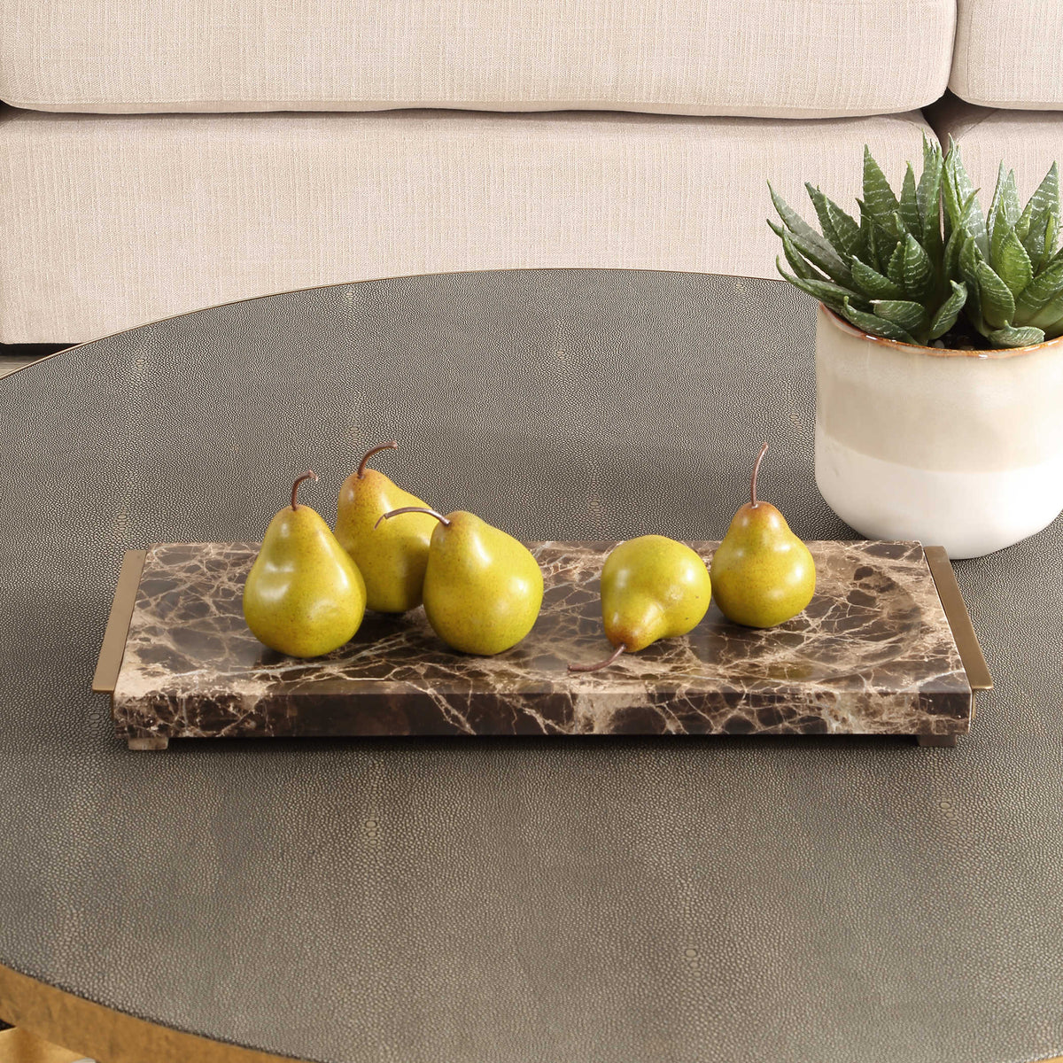 Lea Brown Marble Tray