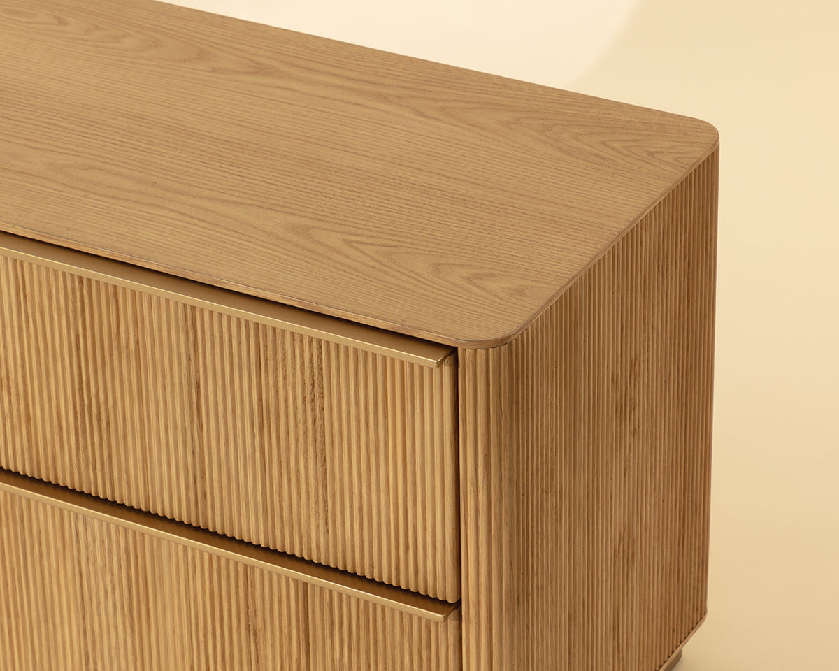 Kalla 36" Large Black Reeded Oak & Brushed Gold Nightstand