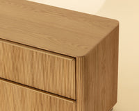 Kalla 36" Large Black Reeded Oak & Brushed Gold Nightstand