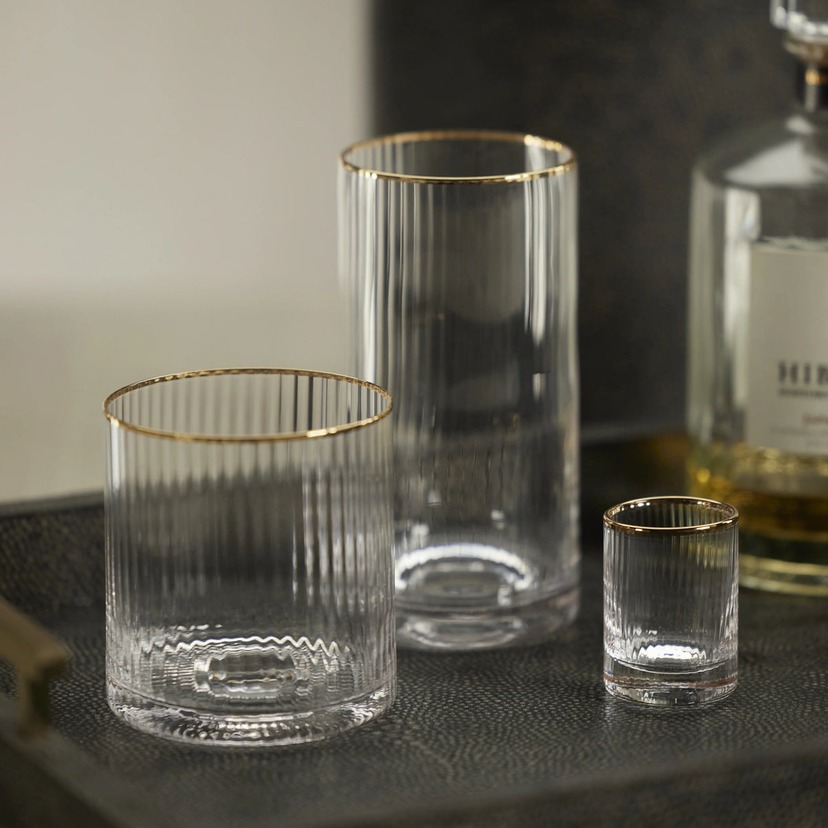 Optic Stemless All-Purpose Glass with Gold Rim - Set of 12