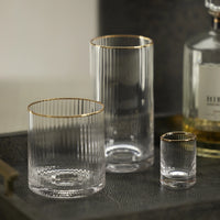 Optic Stemless All-Purpose Glass with Gold Rim - Set of 12