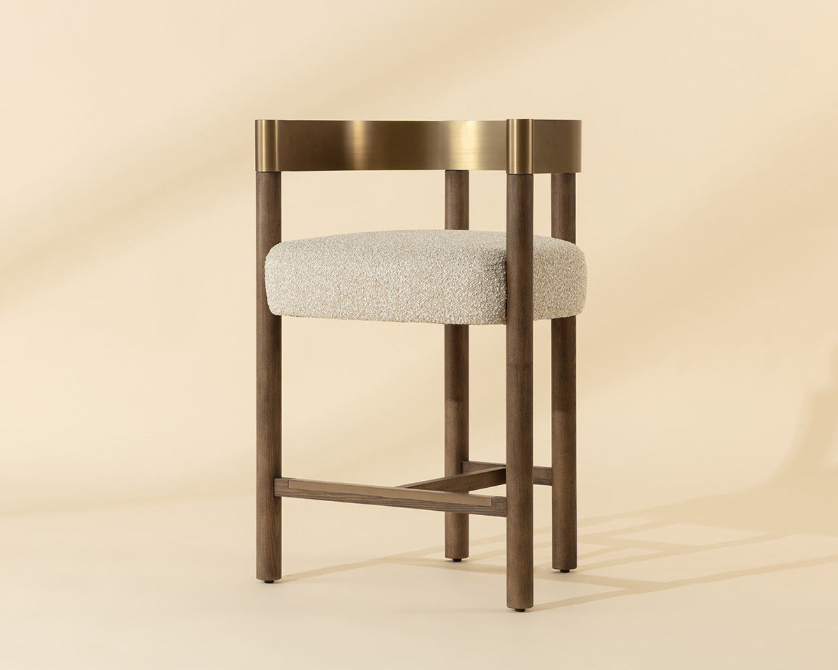 Manolo Oatmeal, Chocolate Ash & Antique Brass Counter Stool