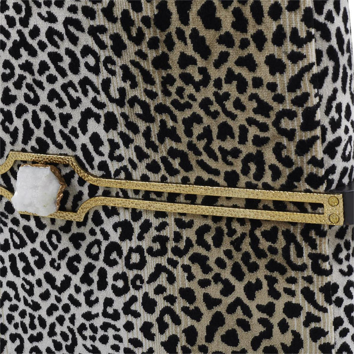 Fila Leopard Fabric & Brass Arm Chair