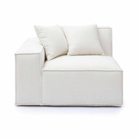 Mindy Cream Performance Chenille Basketweave LAF Corner Chair