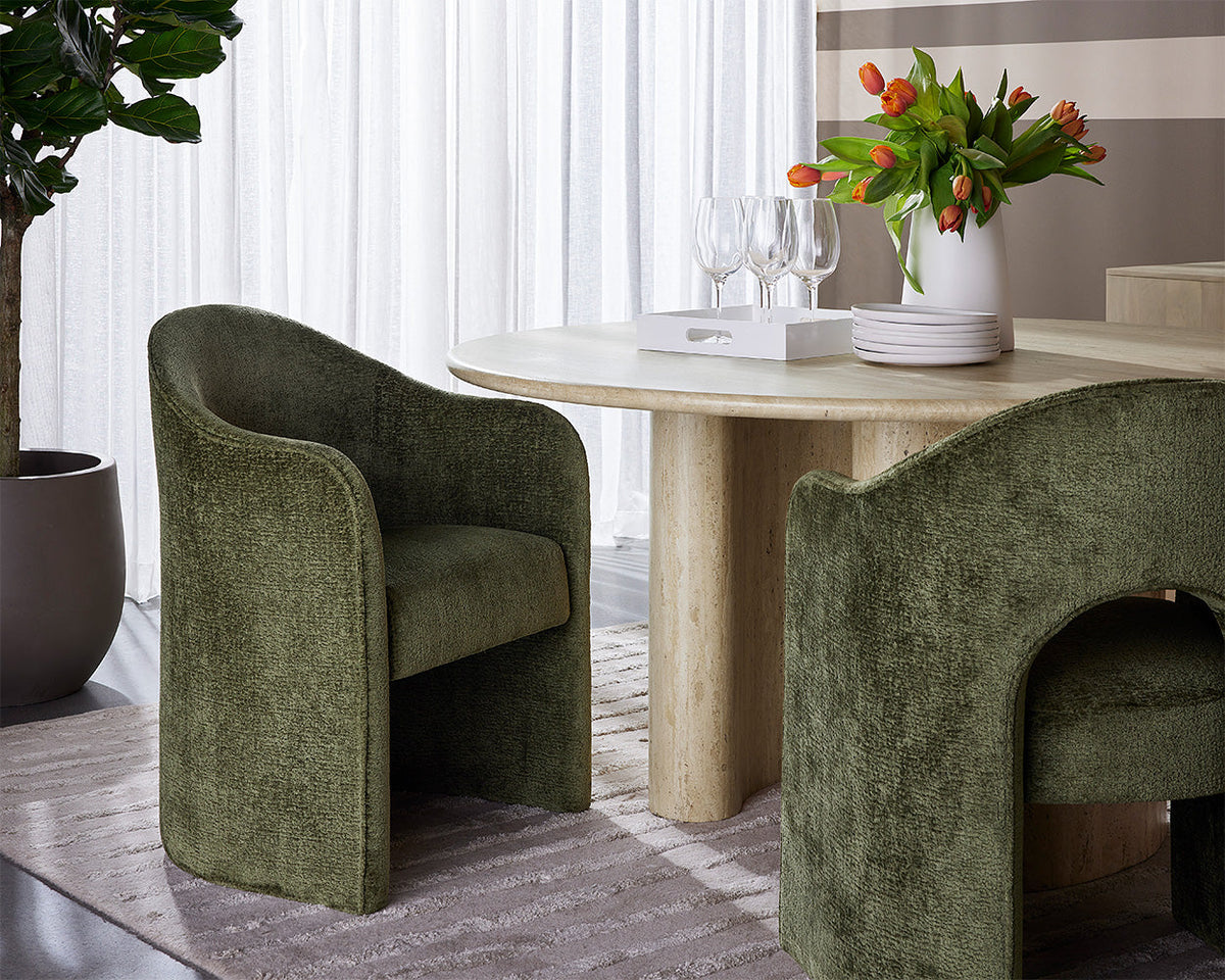 Anaya Rich Olive Upholstered Dining Armchair