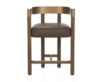 Manolo Espresso Faux Leather, Chocolate Ash & Antique Brass Counter Stool