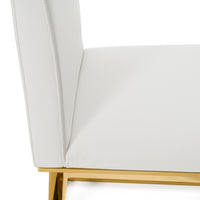 Camille Modern White Faux Leather & Gold Dining Chair