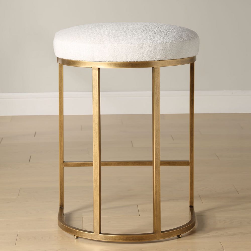Crystal Cream Performance & Brass Counter Stool