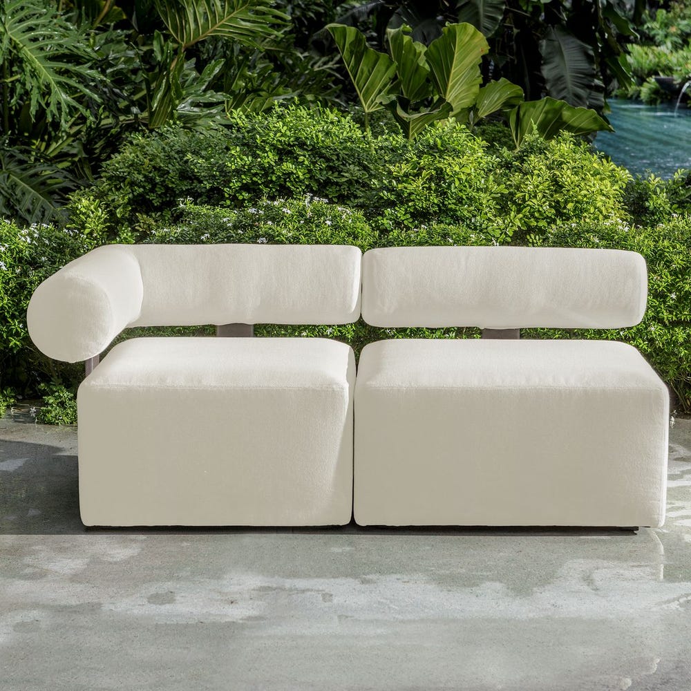 Verah White Outdoor Armless Modular Sofa/Accent Chair
