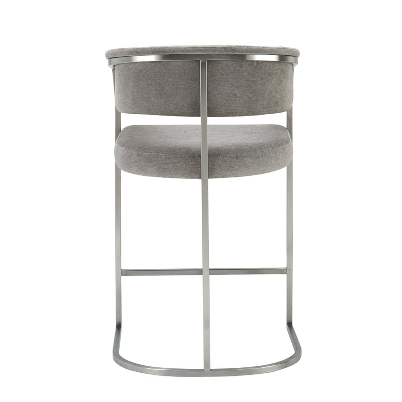 Villa Modern Grey Fabric & Silver Counter Chair