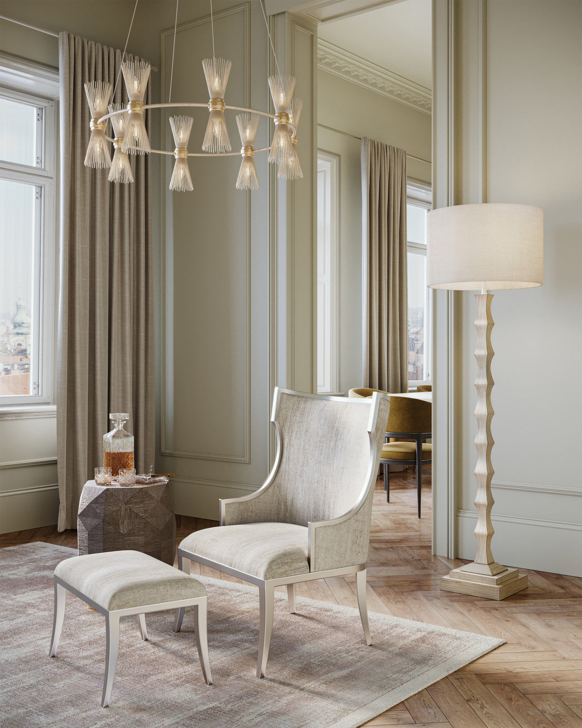 Garson Silver Leaf & Fresh Fine Linen Accent Chair