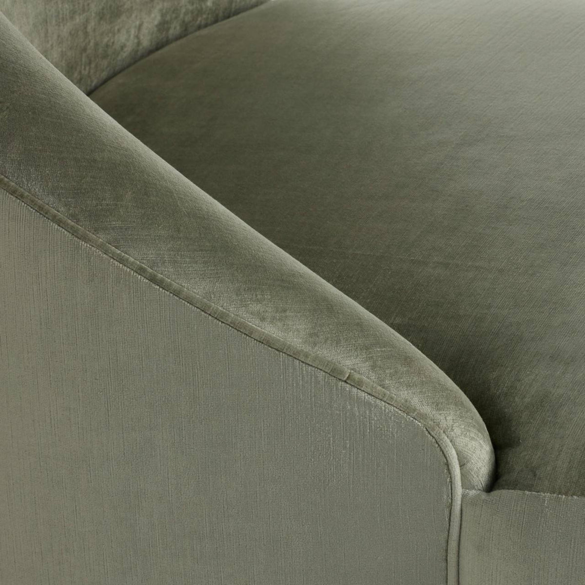 Selene 76" Performance Sage Green Velvet Fabric & Champagne Chaise