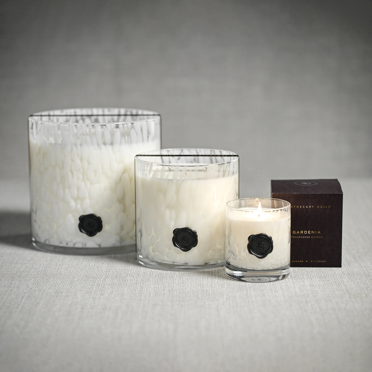Opal Glass Five-Wick Candle Jar White/Gardenia (Set of 2)