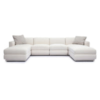 Arabella 123.6" Cream Chenille Modular U-Sectional