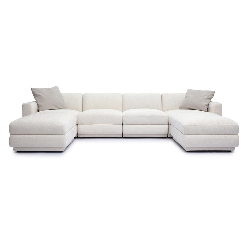 Arabella 123.6" Cream Chenille Modular U-Sectional