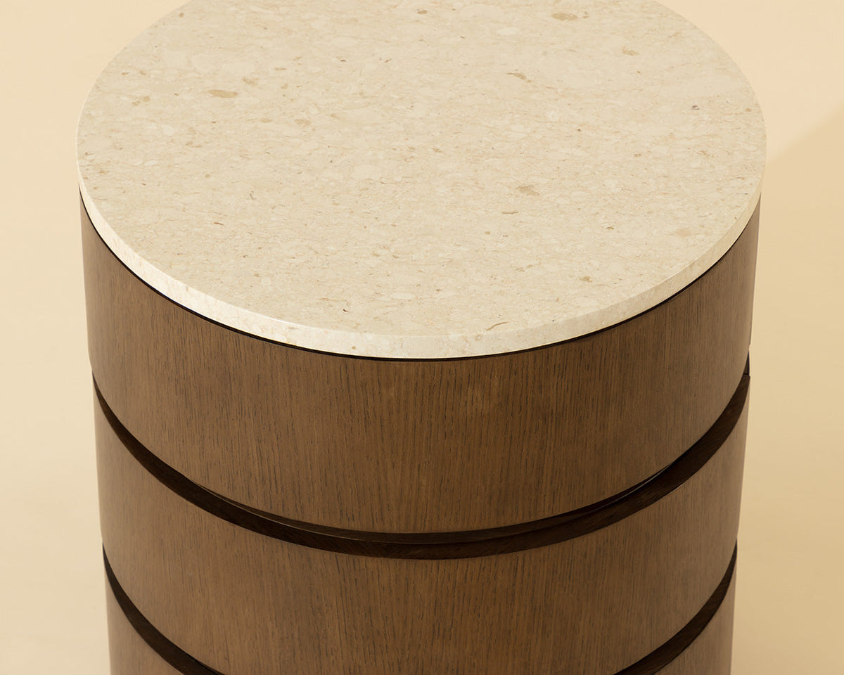 Caldora Oak Veneer & Marble Top Nightstand