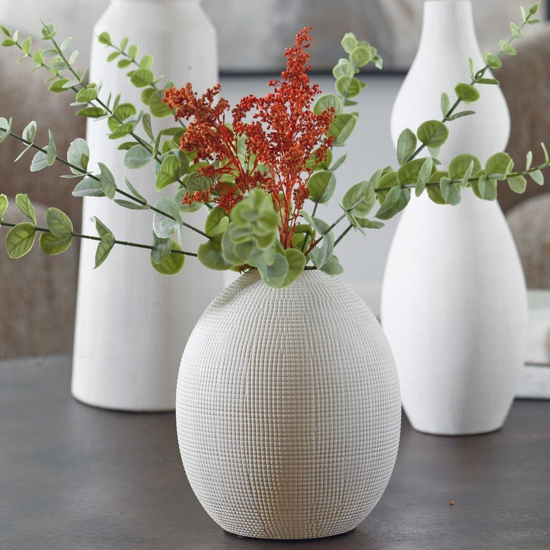 Silhouette White Vases, Set of 3