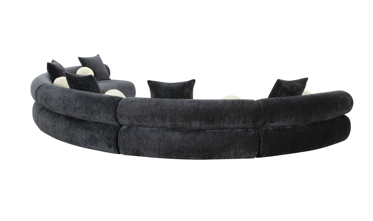 Evelyn 4 Piece Dark Grey Curved Modular Sectional Sofa