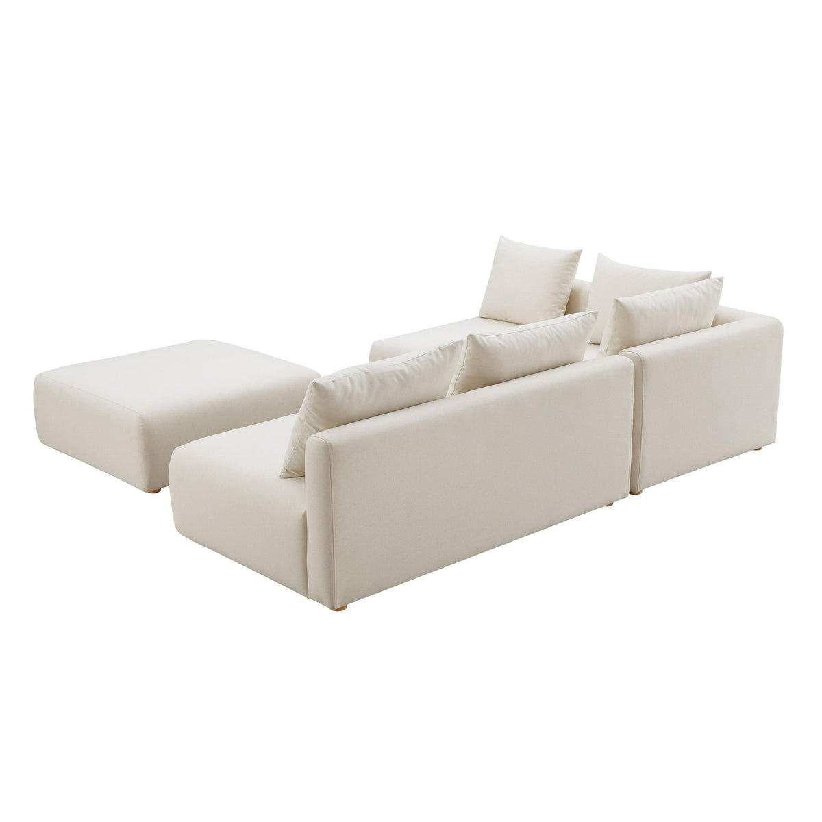 Karsyn 104.5" Plush Cream Performance Linen 4-Piece Modular Chaise Sectional