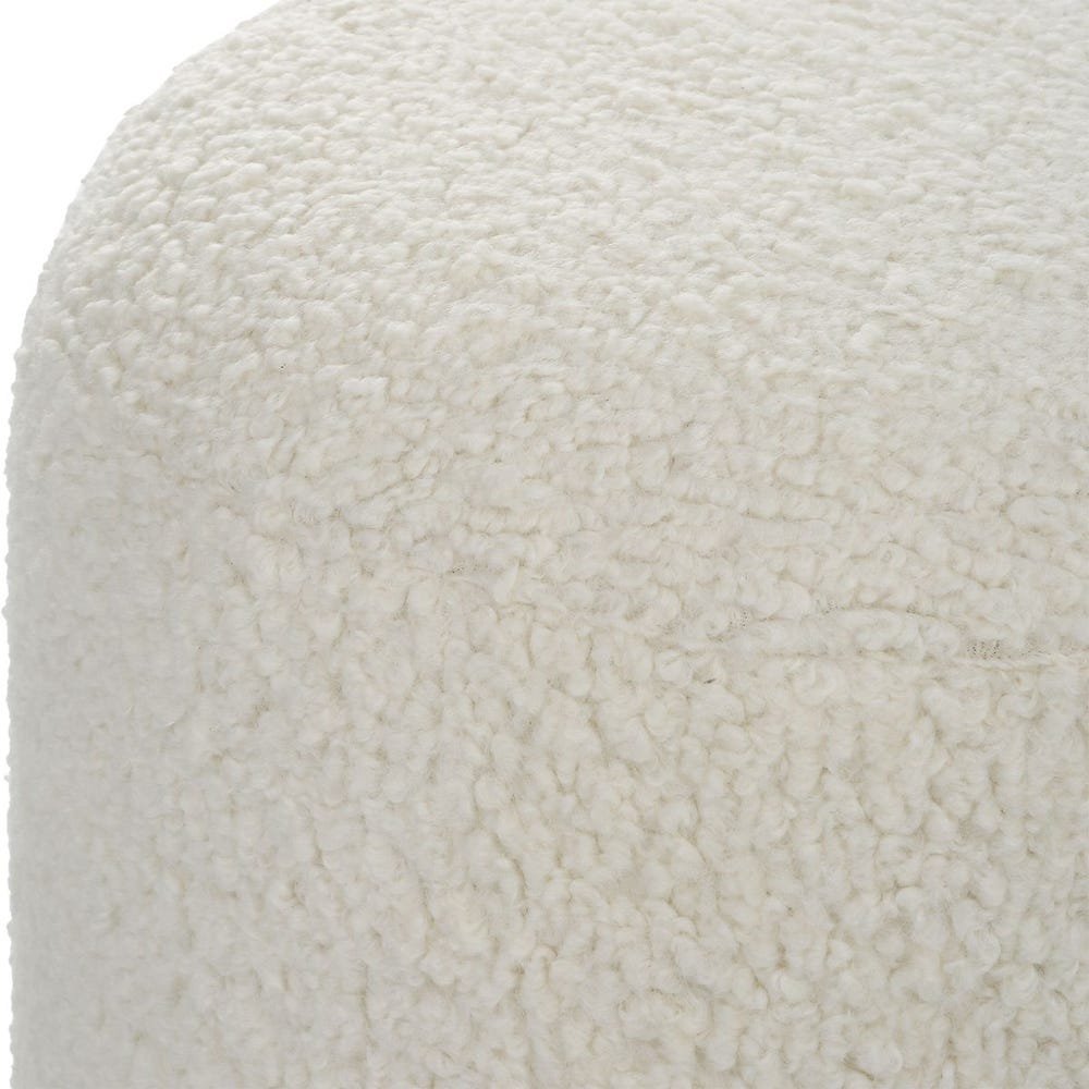 Riely White Faux Shearling Ottoman