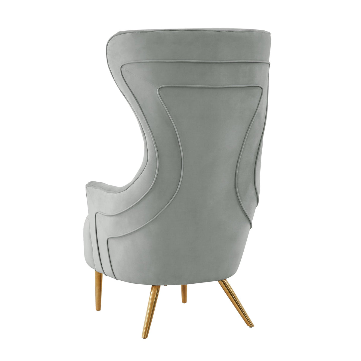 Banu Grey Velvet Wingback Chair - Luxury Living Collection