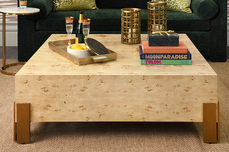 Harriet Burl Wood & Brass Square Coffee Table