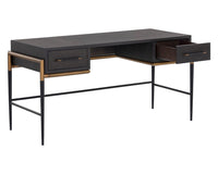 Weldrick 60" Dark Brown & Antique Brass Desk