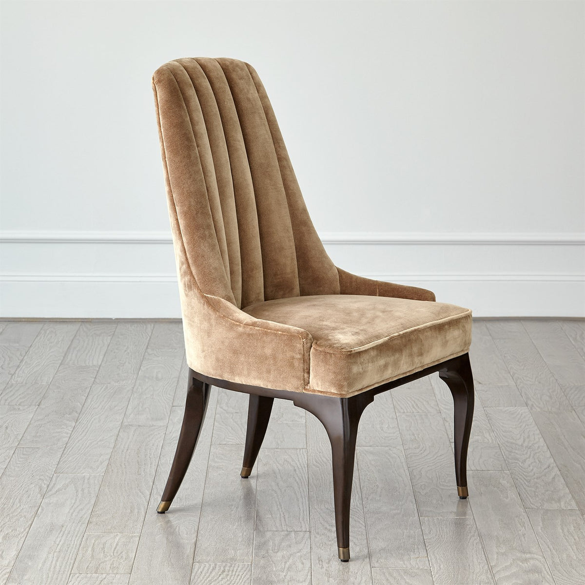 Channel Tufted Formal Mushroom Velvet Dining Chair