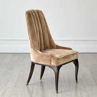 Channel Tufted Formal Mushroom Velvet Dining Chair