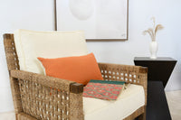 Alena Woven Seagrass & Ivory Linen Accent Chair