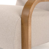 Vasser Mid-Century Modern Beige Linen & Chestnut Accent Chair