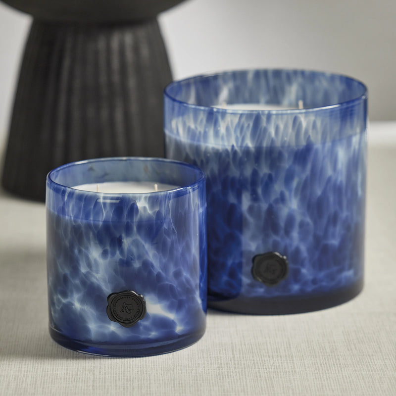 Opal Glass Five-Wick Candle Jar Dark Blue/Sea Salt & Coastal Mist (Set of 2)