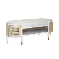 Dahlia Natural Woven Cane & White Bench