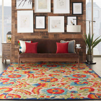 Annitra Indoor/Outdoor  Multicolor Summer Blosoms Area Rug - Elegance Collection