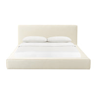 Galen Modern Cream Linen Bed - Luxury Living Collection