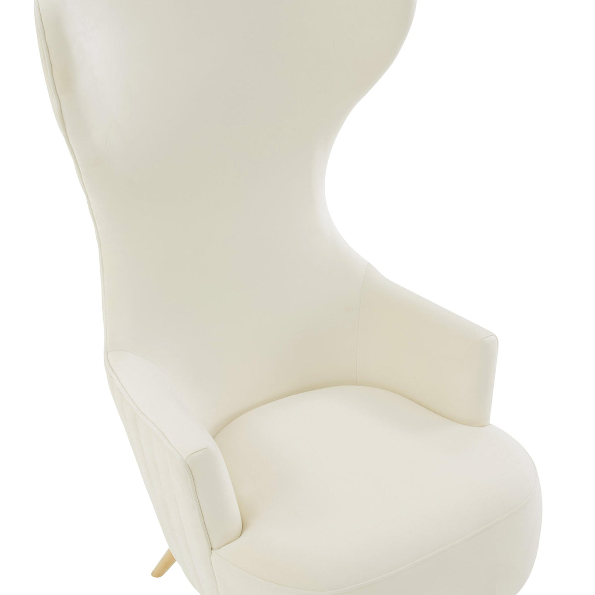 Versailles Cream Performance Velvet Channel Tufted Wingback Chair