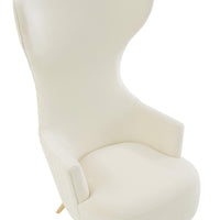 Versailles Cream Performance Velvet Channel Tufted Wingback Chair