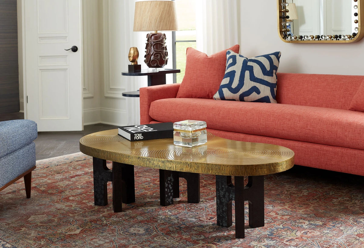 Jacklyn 55.25" Antique Brass & Dark Bronze Coffee Table
