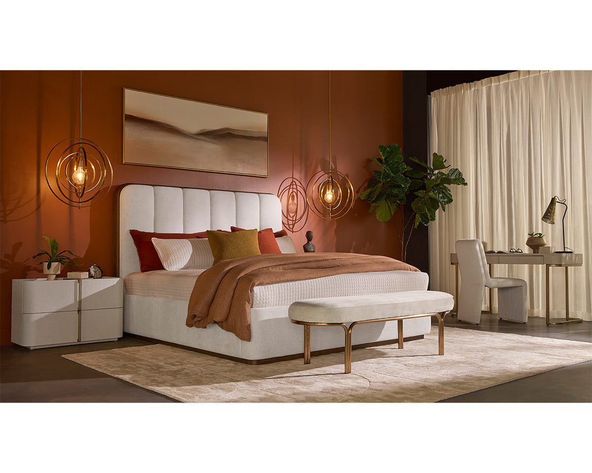 Jamille Cream Faux Leather & Gold Desk