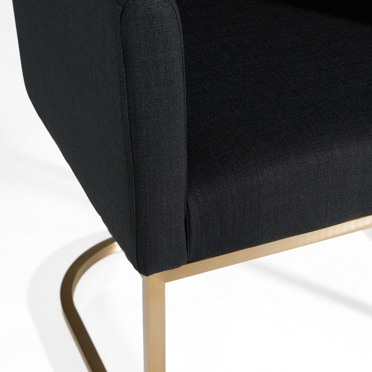 Ren Modern Black Fabric & Antique Brass Dining Chair