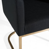 Ren Modern Black Fabric & Antique Brass Dining Chair
