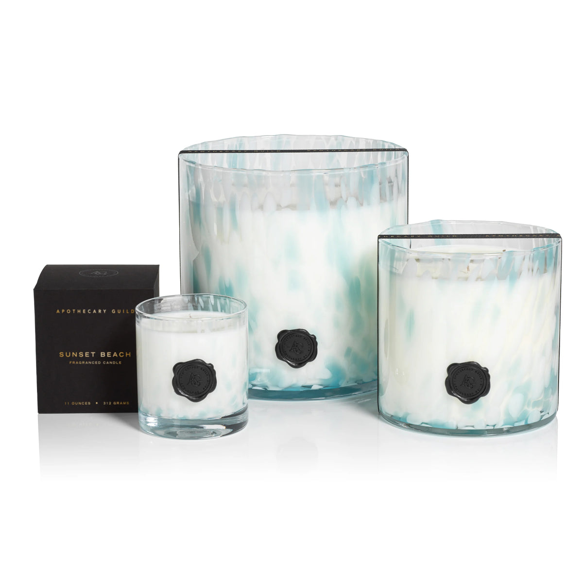 Opal Glass Five-Wick Candle Jar Blue/Sunset Beach (Set of 2)