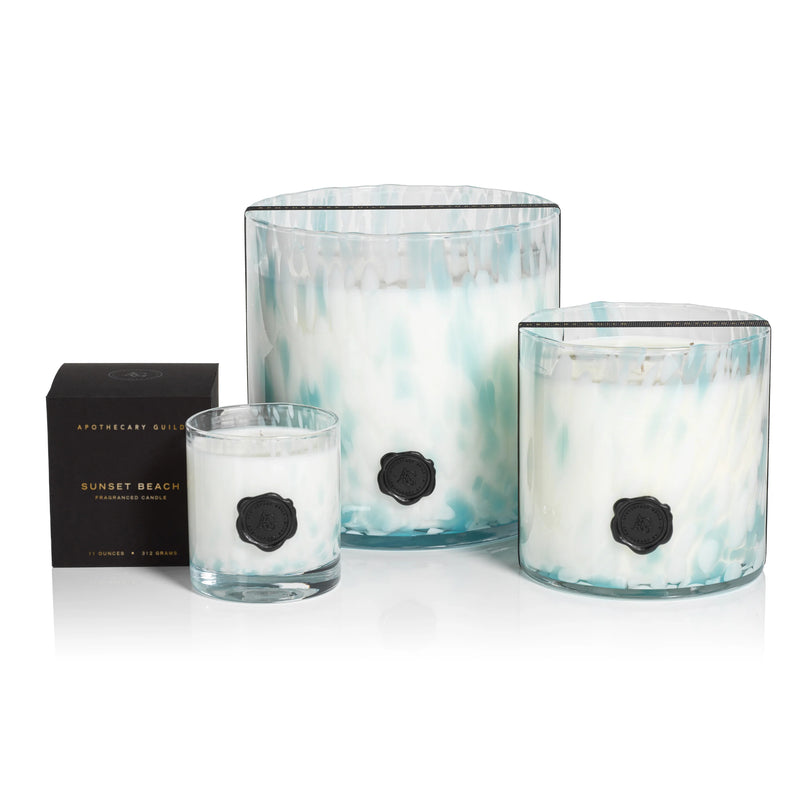 Opal Glass Five-Wick Candle Jar Blue/Sunset Beach (Set of 2)