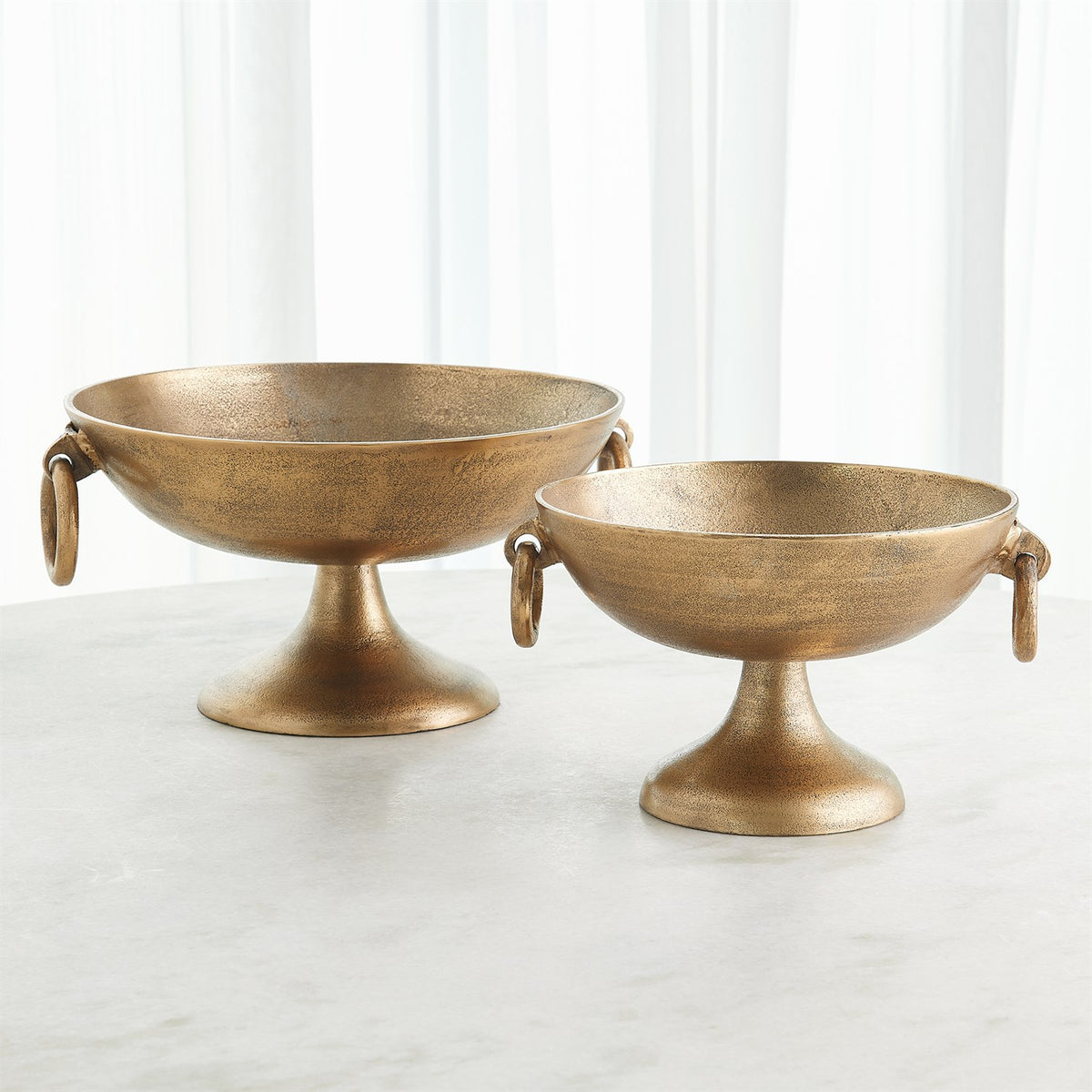 Ring Handle Antique Brass Bowls (2 Sizes Available)